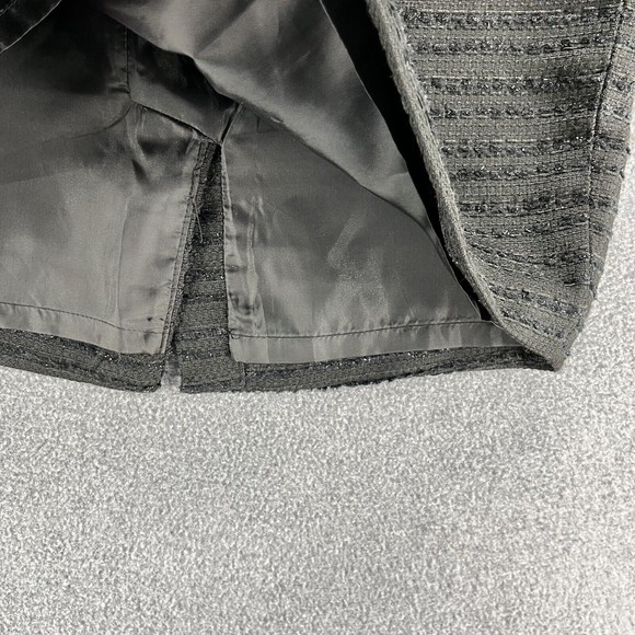 Forever 21 Tweed Mini Skirt womens Size 10 Black Pencil Stripe lined open back - Picture 6 of 12